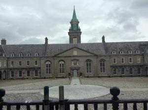 Saturday we went to the Irish Museum of Modern Art and used the opportunity to further explore the city on foot. We were happy to see an exhibit of Canadian photographer Stan Douglas. This is a shot from the window of the exhibition hall showing the massive courtyard. The IMMA is housed in the Royal Hospital of Kilmainham, built in the 1680s and left to languish by the 1930s. It was saved in the 1980s. A lovely setting of gardens and views of the city. 